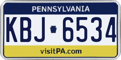 PA license plate KBJ6534