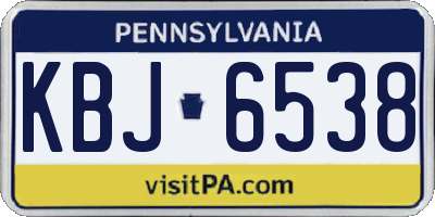 PA license plate KBJ6538