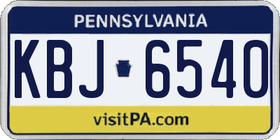 PA license plate KBJ6540