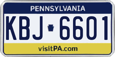 PA license plate KBJ6601