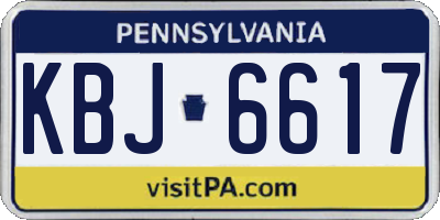 PA license plate KBJ6617
