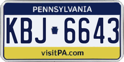 PA license plate KBJ6643