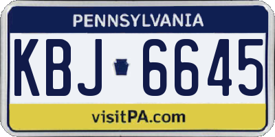 PA license plate KBJ6645