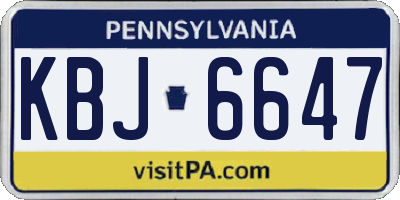 PA license plate KBJ6647