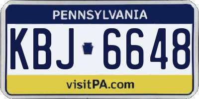 PA license plate KBJ6648