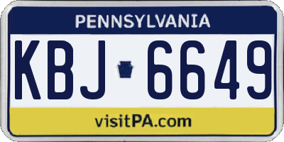 PA license plate KBJ6649