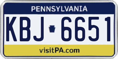 PA license plate KBJ6651