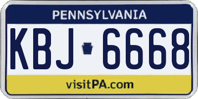 PA license plate KBJ6668
