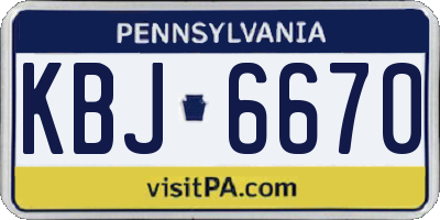 PA license plate KBJ6670