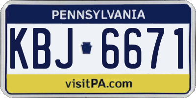 PA license plate KBJ6671