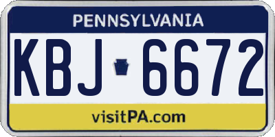 PA license plate KBJ6672