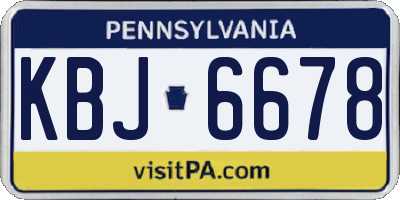 PA license plate KBJ6678