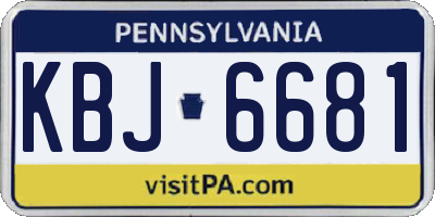 PA license plate KBJ6681
