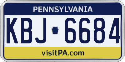 PA license plate KBJ6684
