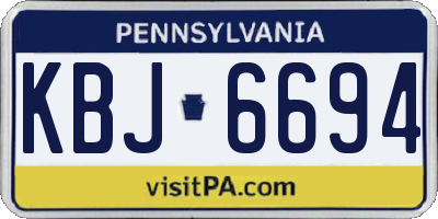 PA license plate KBJ6694