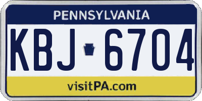 PA license plate KBJ6704