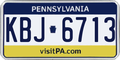 PA license plate KBJ6713