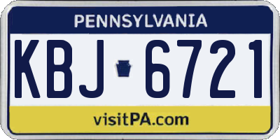 PA license plate KBJ6721