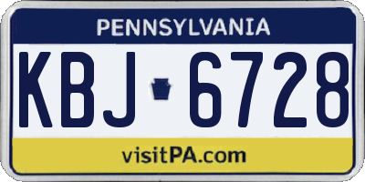 PA license plate KBJ6728