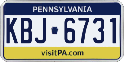 PA license plate KBJ6731