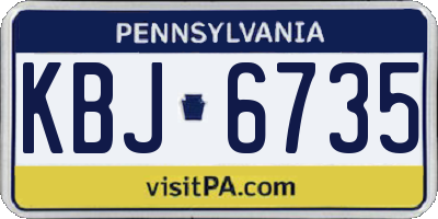 PA license plate KBJ6735