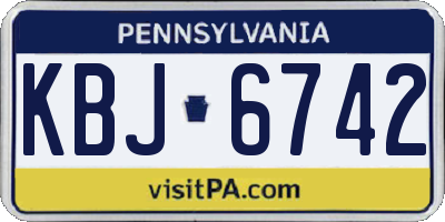 PA license plate KBJ6742