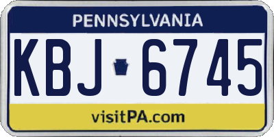 PA license plate KBJ6745
