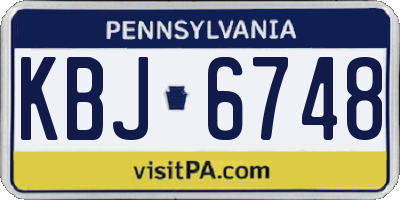 PA license plate KBJ6748
