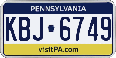 PA license plate KBJ6749