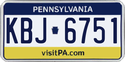 PA license plate KBJ6751