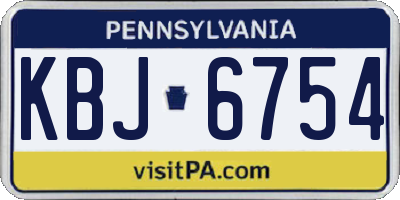 PA license plate KBJ6754
