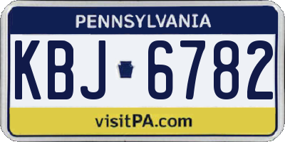 PA license plate KBJ6782
