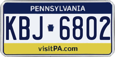 PA license plate KBJ6802