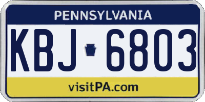PA license plate KBJ6803