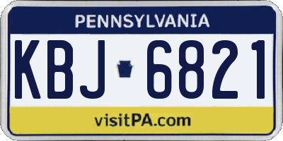PA license plate KBJ6821