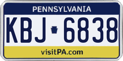 PA license plate KBJ6838