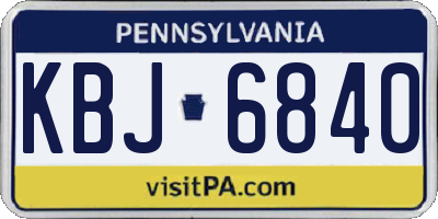 PA license plate KBJ6840