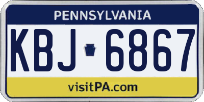 PA license plate KBJ6867
