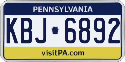 PA license plate KBJ6892
