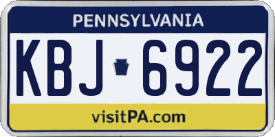 PA license plate KBJ6922