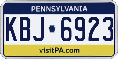 PA license plate KBJ6923