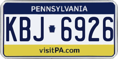 PA license plate KBJ6926