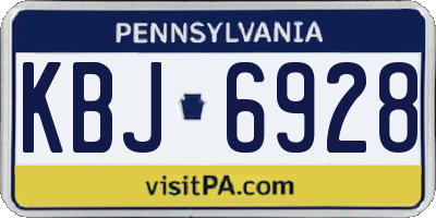 PA license plate KBJ6928