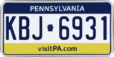 PA license plate KBJ6931