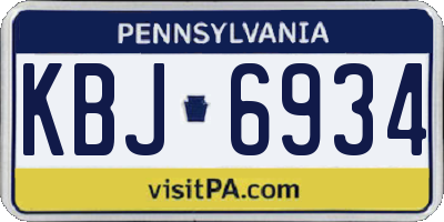 PA license plate KBJ6934