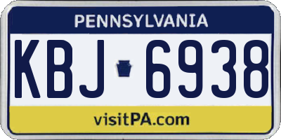 PA license plate KBJ6938