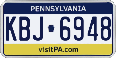 PA license plate KBJ6948