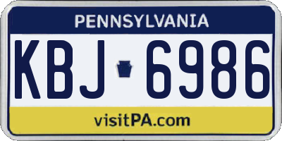 PA license plate KBJ6986