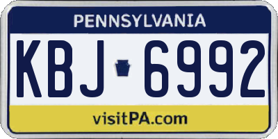 PA license plate KBJ6992