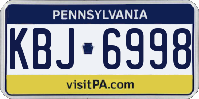 PA license plate KBJ6998